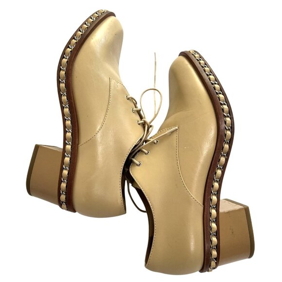 CHANEL 14k Chain Calfskin Oxfords in Beige - Picture 1 of 6